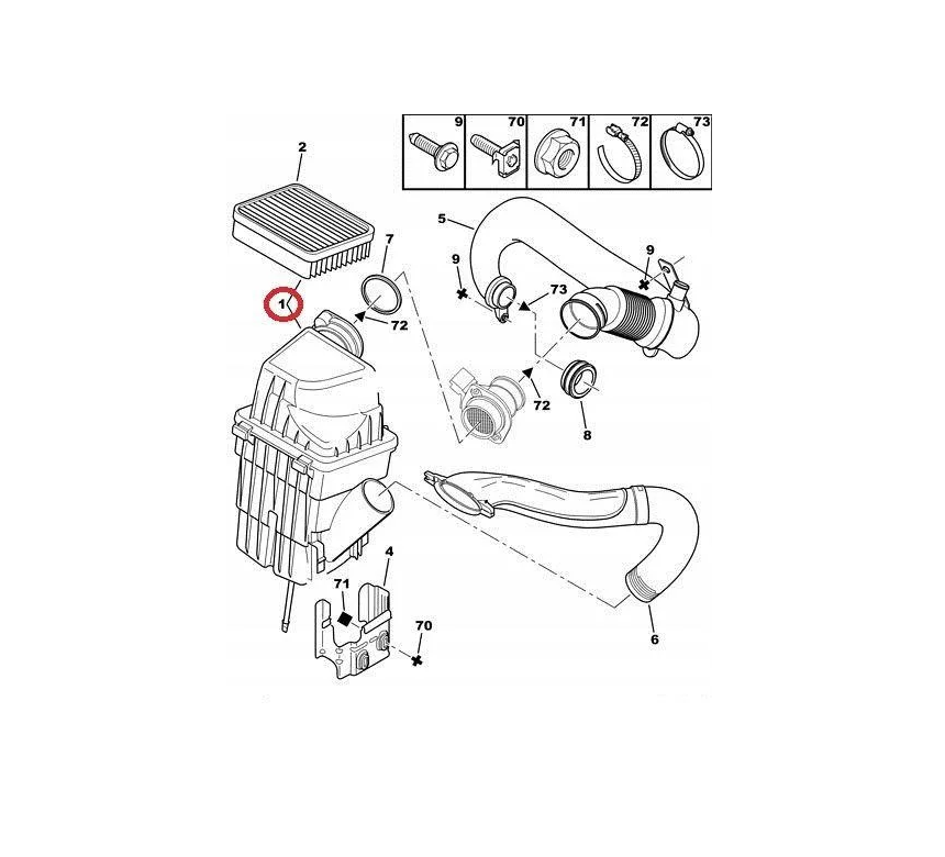 Obudowa Filtra Powietrza Citroen Peugeot 1427J6 Oryginał ORG 1427J6